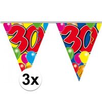 3x Slingers 30 jaar vlaggetjes 10 meter - thumbnail