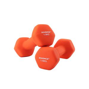 Hexagon dumbbells voor thuis met neopreen coating, Oranje / 2 x 1.5 kg