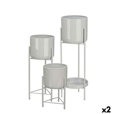 Plantenbakkenset Gift Decor Grijs Ijzer 3 Onderdelen (2 Stuks)