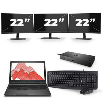 Dell Precision 3520 - Intel Core i7-7e Generatie - 15 inch - 16GB RAM - 256GB SSD - Windows 11 + 3x 22 inch Monitor