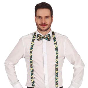 Foute kerst bretels - groen - kerstballen - polyester - voor volwassenen