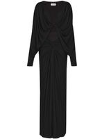 Saint Laurent robe évasée mi-longue à col v - Noir