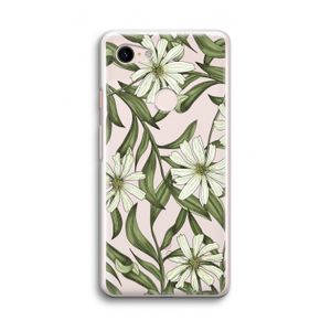Wit bloemenpatroon: Google Pixel 3 Transparant Hoesje