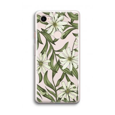 Wit bloemenpatroon: Google Pixel 3 Transparant Hoesje