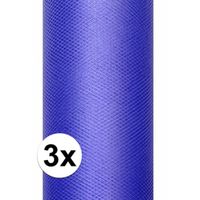 3x rollen tule stof blauw 0,15 x 9 meter