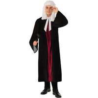 Zwarte/rode rechters toga verkleed kostuum voor dames/heren - thumbnail