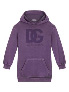 Dolce & Gabbana Kids robe-hoodie à logo imprimé - Violet