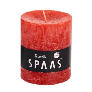 Spaas rustieke cilinderkaars/stompkaars - 1x - rood - 7 x 8 cm - 30 branduren