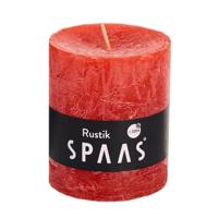 Spaas rustieke cilinderkaars/stompkaars - 1x - rood - 7 x 8 cm - 30 branduren