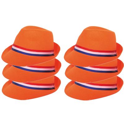 Verkleed tribly hoed - 6x stuks - volwassenen - Koningsdag/Nederland - EK/WK voetbal supporters