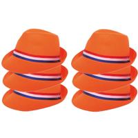Verkleed tribly hoed - 6x stuks - volwassenen - Koningsdag/Nederland - EK/WK voetbal supporters