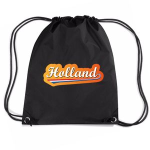 Holland nylon supporter rugzakje/sporttas zwart - EK/ WK voetbal / Koningsdag   -