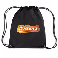 Holland nylon supporter rugzakje/sporttas zwart - EK/ WK voetbal / Koningsdag   - - thumbnail