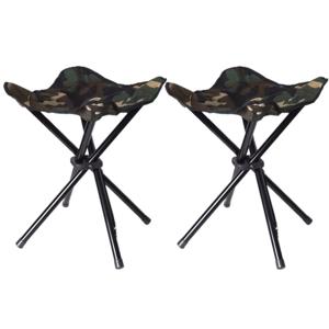 Vier poots opvouwbaar krukje - Set van 2x stuks - 42 cm - Campingstoel - Visserskrukje - camouflage