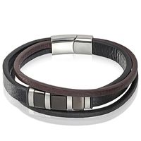 Mendes heren armband Multi Leer Edelstaal Zwart Bruin - thumbnail