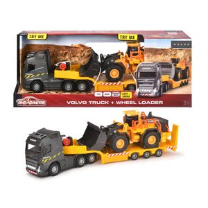 Majorette Volvo vrachtwagen met aanhanger en buildozer - 1:43
