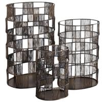 PTMD windlicht stenn ovaal metaal messingkleurig 50 cm set van 3 | 2 stuks