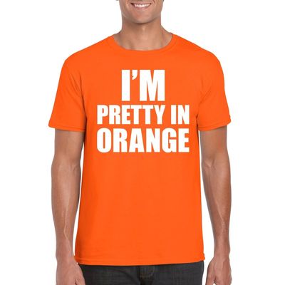 I am pretty in orange tekst t-shirt oranje heren