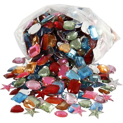 Creativ Company Strasstenen, afm 10-17 mm, ca. 800 stuk, diverse kleuren, 210 gr/ 1 doos