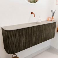 Toiletmeubel Mondiaz Joya Dlux | 123.2 cm | Meubelkleur Shadow | Faye wastafel Opalo Wasbak Midden | Zonder kraangat(en)