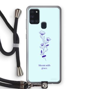 Bloom with grace: Samsung Galaxy A21s Transparant Hoesje met koord