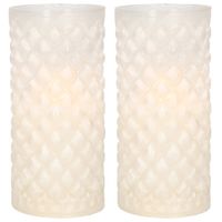 2x stuks luxe led kaarsen in glas D7,5 x H15 cm - LED kaarsen - thumbnail