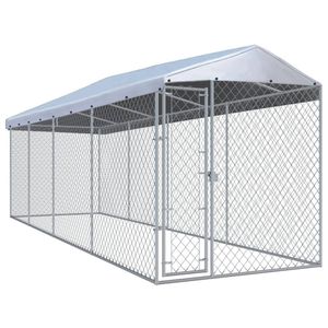 vidaXL Hondenkennel voor buiten met dak 760x190x225 m