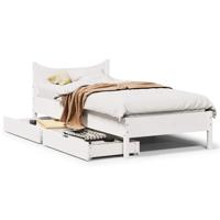 Bedframe met lades massief grenenhout wit 75x190 cm