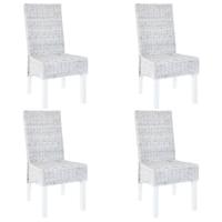 Eetkamerstoelen 4 st kubu rattan en mangohout wit