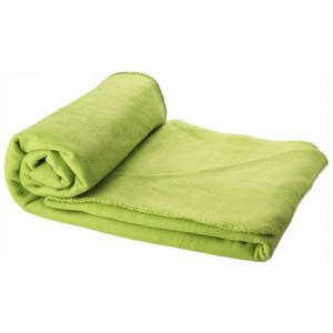 Fleece deken of plaid - bank/bed - limegroen - 150 x 120 cm - reisdeken met tasje