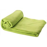 Fleece deken of plaid - bank/bed - limegroen - 150 x 120 cm - reisdeken met tasje - thumbnail