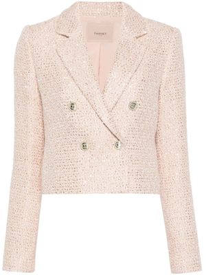 TWINSET blazer en tweed à boutonnière croisée - Rose