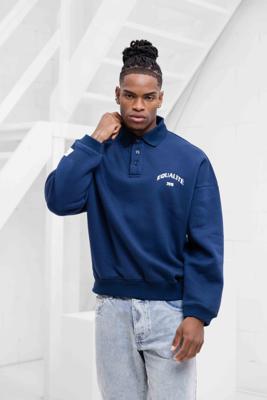 Equalité Varsity Polo Sweater Heren Donkerblauw/Gebroken Wit - Maat XS - Kleur: Donkerblauw | Soccerfanshop