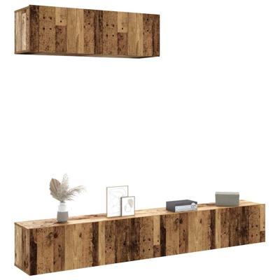 Tv-wandmeubelen 3 st 100x30x30 cm bewerkt hout oud houtkleurig