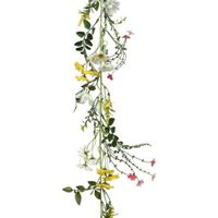 Gele/witte kunstbloemen takken 180 cm decoratie - Kunstplanten - thumbnail