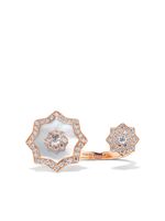 David Morris bague en or rose 18ct pavée de diamants - thumbnail