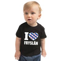 I love Fryslan t-shirt Friesland zwart voor babys - thumbnail