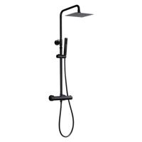 Wiesbaden Regendouche Rombo Eco Twenty Opbouwset Thermostaatkraan 20 cm Mat Zwart