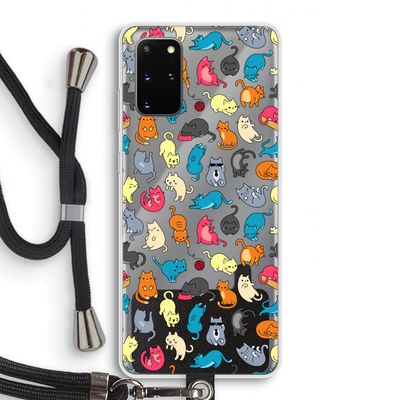 Kleurrijke katten: Samsung Galaxy S20 Plus Transparant Hoesje met koord