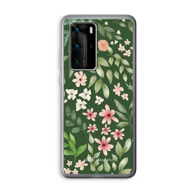 Botanical green sweet flower heaven: Huawei P40 Pro Transparant Hoesje