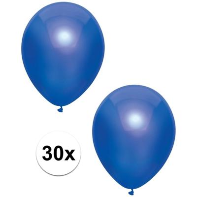 Feest ballonnen - metallic donkerblauw - 30x stuks - 30 cm - verjaardag versiering