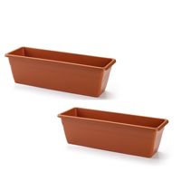 2x stuks plantenbak terra cotta rechthoekig 50 x 17 x 15 cm 2x stuks plantenbak terra cotta rechthoekig 50 x 17 x 15 cm