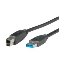 ROLINE USB 3.2 Gen 1 kabel, type A-B, zwart, 0,8 m - thumbnail