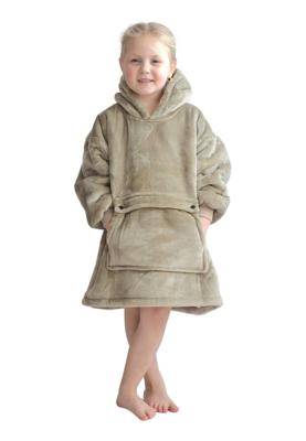 Draagbare deken met capuchon & mouwen - klein kind - khaki