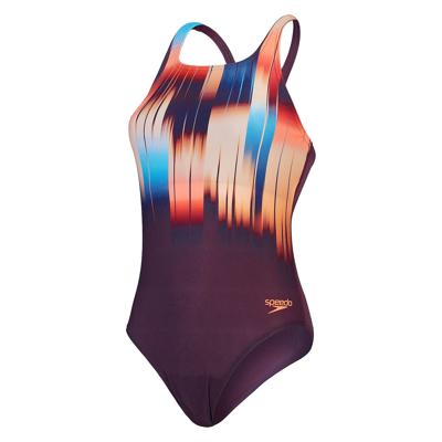 Speedo eco+ dig print medalist paars/oranje dames Speedo eco+ dig print medalist paars/oranje dames