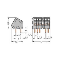 WAGO 233-110 Veerkrachtklemblok 0.50 mm² Aantal polen 10 Grijs 180 stuk(s)