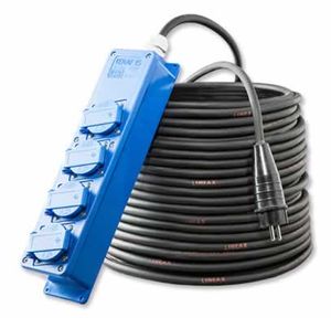 Verdeeldoos blauw 4x schuko 16A 250V 10 meter kabel 3x1.5mm² Keraf