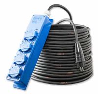 Verdeeldoos blauw 4x schuko 16A 250V 10 meter kabel 3x1.5mm² Keraf