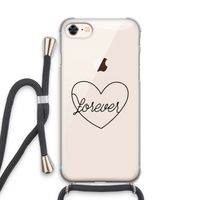 Forever heart black: iPhone 7 Transparant Hoesje met koord