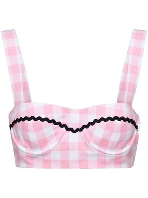 Prada bralette à carreaux vichy - Rose Prada bralette à carreaux vichy - Rose